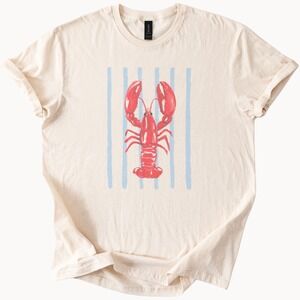Red Crustacean Graphic Tee Painterly Art Bold Statement